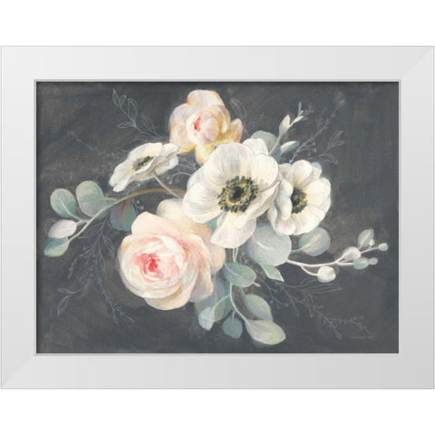 Roses and Anemones White Modern Wood Framed Art Print by Nai, Danhui