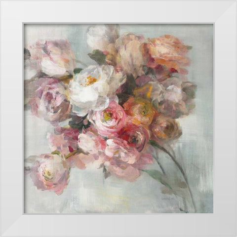 Blush Bouquet White Modern Wood Framed Art Print by Nai, Danhui