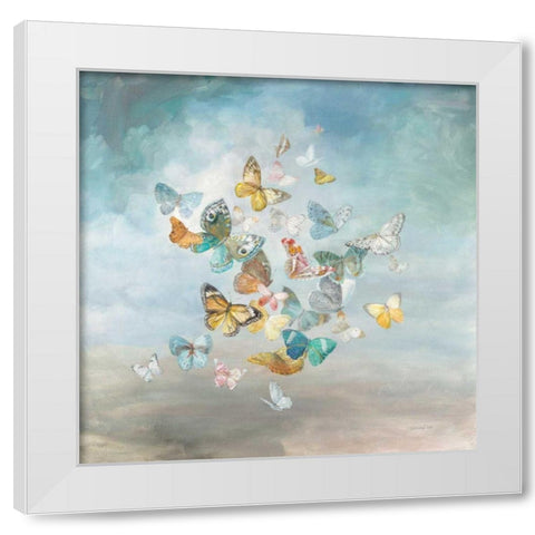 Beautiful Butterflies White Modern Wood Framed Art Print by Nai, Danhui