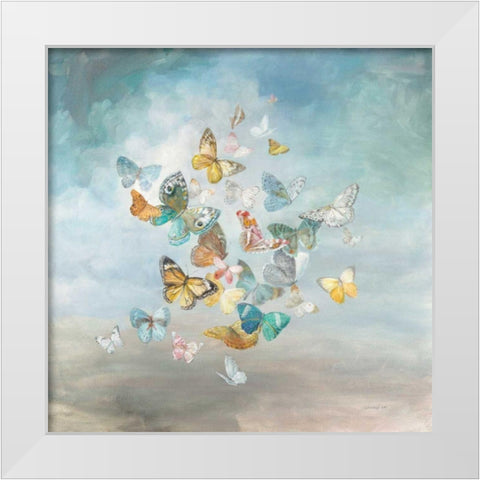 Beautiful Butterflies White Modern Wood Framed Art Print by Nai, Danhui