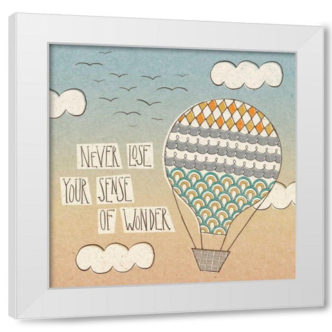 Up Up and Away Wonder Teal White Modern Wood Framed Art Print by Marshall, Laura