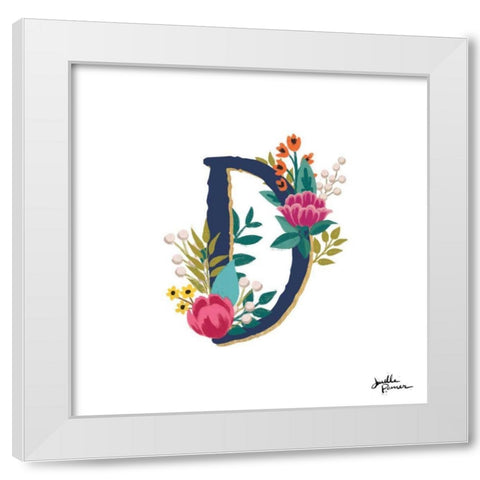 Romantic Luxe Monogram D Navy White Modern Wood Framed Art Print by Penner, Janelle