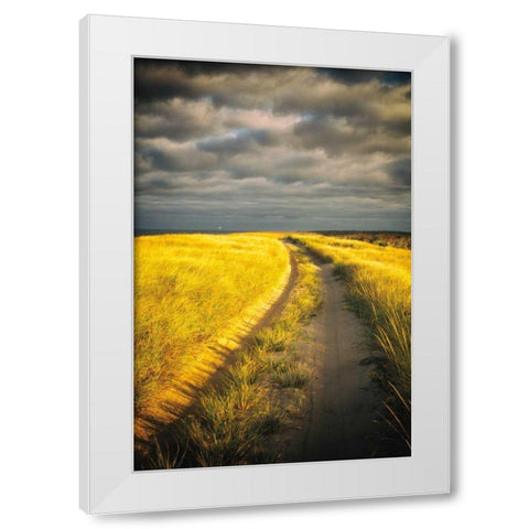 Down the Road White Modern Wood Framed Art Print by Aledanda