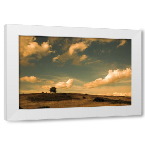 What Beautiful Clouds White Modern Wood Framed Art Print by Aledanda
