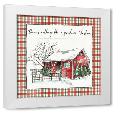 Holiday on the Farm IV Plaid White Modern Wood Framed Art Print by Tavoletti, Anne