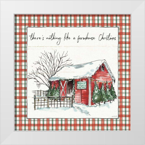 Holiday on the Farm IV Plaid White Modern Wood Framed Art Print by Tavoletti, Anne