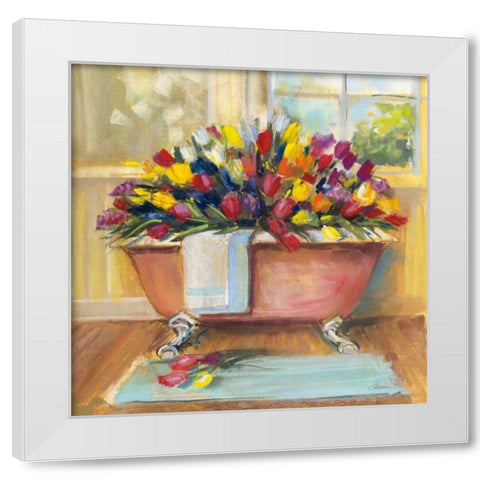 Bathtub Bouquet II White Modern Wood Framed Art Print by Rowan, Carol