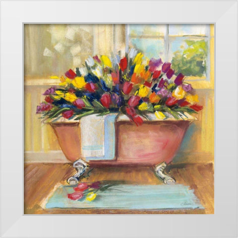 Bathtub Bouquet II White Modern Wood Framed Art Print by Rowan, Carol