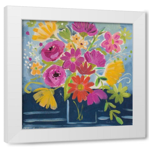 Folk Floral III White Modern Wood Framed Art Print by Zaman, Farida
