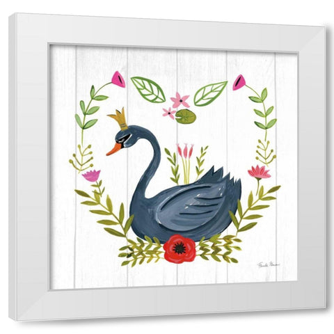 Swan Love II White Modern Wood Framed Art Print by Zaman, Farida