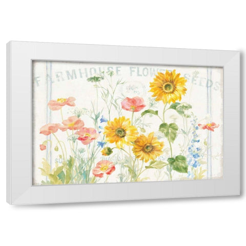 Floursack Florals I White Modern Wood Framed Art Print by Nai, Danhui