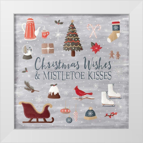 Christmas Cheer I White Modern Wood Framed Art Print by Marshall, Laura