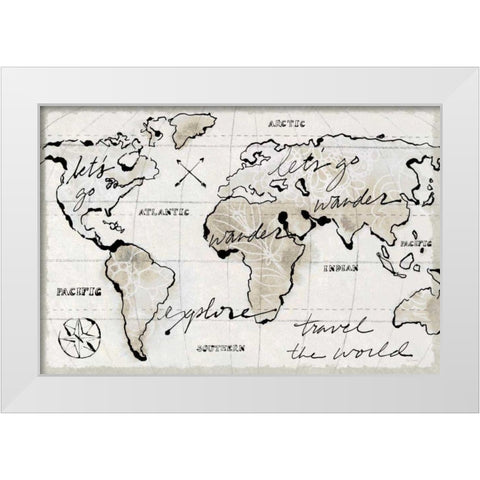 Mapped Shorelines I Light Neutral Crop White Modern Wood Framed Art Print by Schlabach, Sue