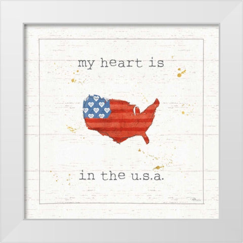 USA Cuties II Shiplap White Modern Wood Framed Art Print by Pela Studio