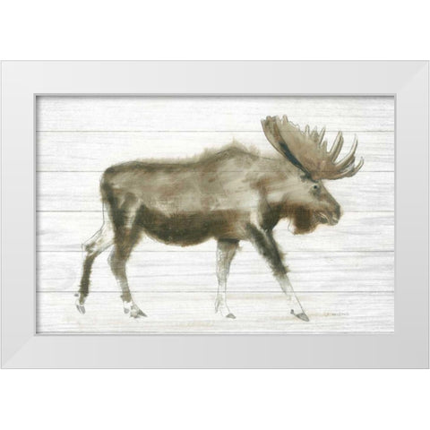 Dark Moose on Wood Crop White Modern Wood Framed Art Print by Wiens, James