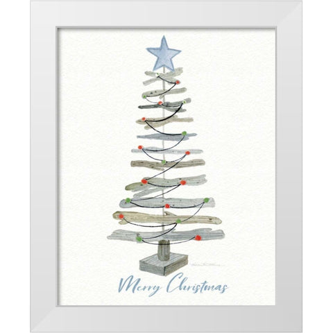 Coastal Holiday Tree III Red Merry Christmas White Modern Wood Framed Art Print by McKenna, Kathleen Parr
