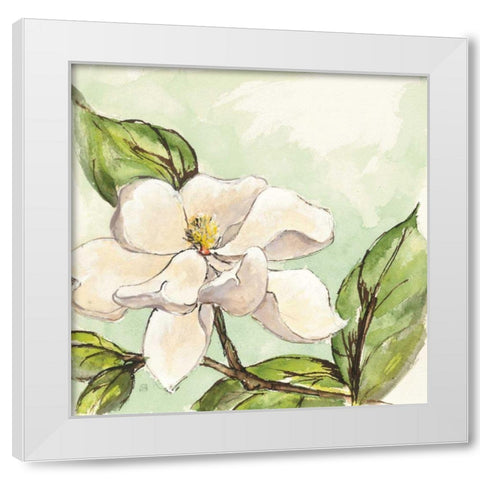 Magnolia I White Modern Wood Framed Art Print by Paschke, Chris
