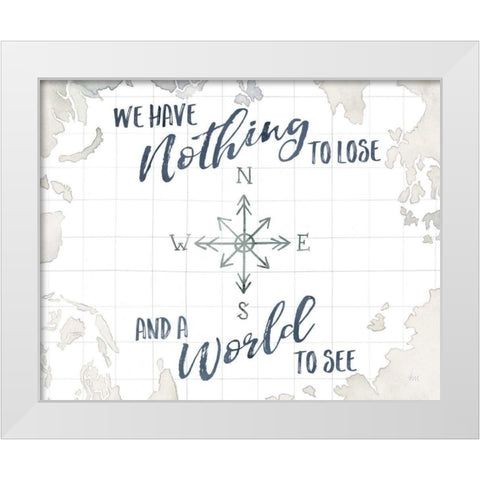 Watercolor Wanderlust Adventure IV A World to See White Modern Wood Framed Art Print by Marshall, Laura