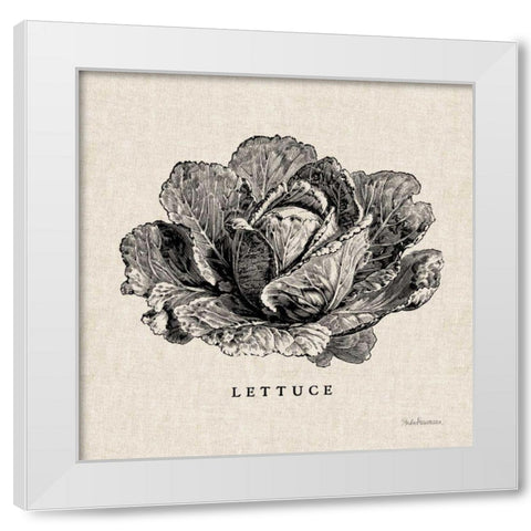 Burlap Vegetable BW Sketch Lettuce White Modern Wood Framed Art Print by Studio Mousseau