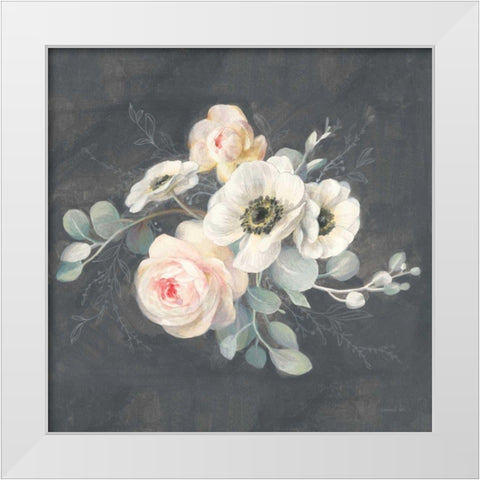 Roses and Anemones Square White Modern Wood Framed Art Print by Nai, Danhui