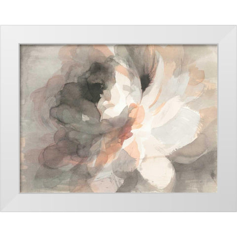 Abstract Peony White Modern Wood Framed Art Print by Nai, Danhui