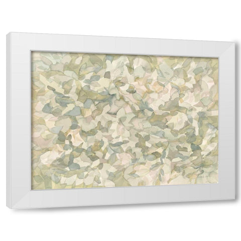 Leafy Abstract White Modern Wood Framed Art Print by Nai, Danhui