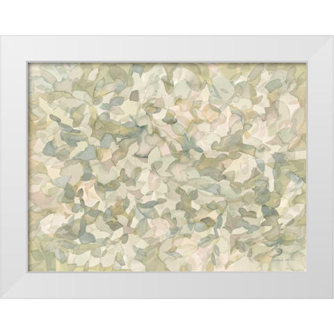 Leafy Abstract White Modern Wood Framed Art Print by Nai, Danhui