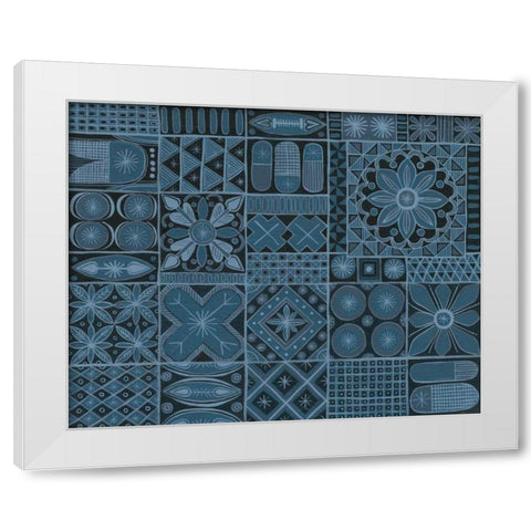 Adire VII White Modern Wood Framed Art Print by Lovell, Kathrine