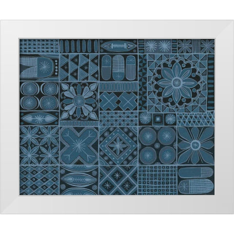 Adire VII White Modern Wood Framed Art Print by Lovell, Kathrine