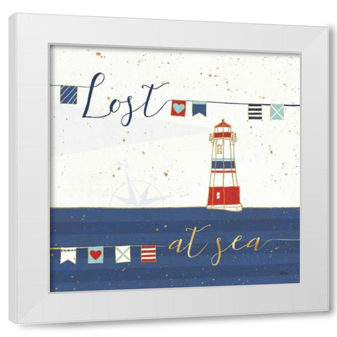 Underlined Nautical I White Modern Wood Framed Art Print by Charron, Veronique
