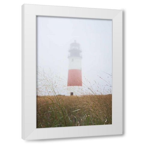 Sankaty Head in the Fog White Modern Wood Framed Art Print by Marshall, Laura