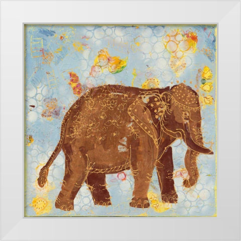 Elephant White Modern Wood Framed Art Print by Day, Kellie
