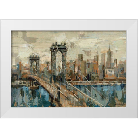New York View White Modern Wood Framed Art Print by Vassileva, Silvia