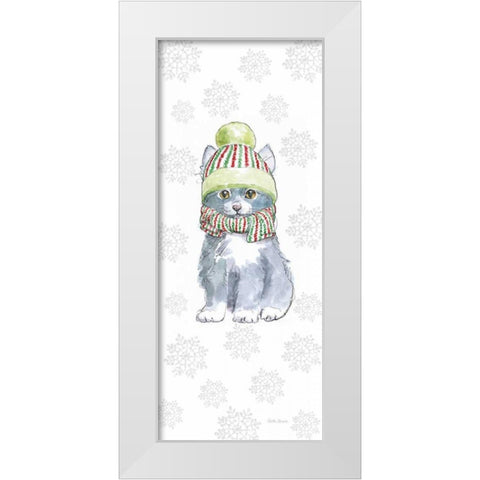 Christmas Kitties II Snowflakes White Modern Wood Framed Art Print by Grove, Beth