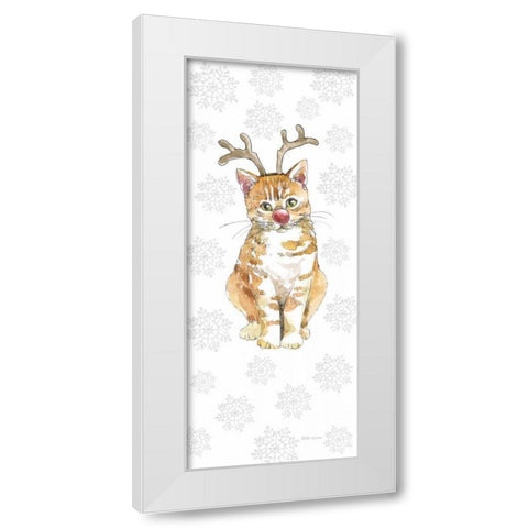 Christmas Kitties III Snowflakes White Modern Wood Framed Art Print by Grove, Beth