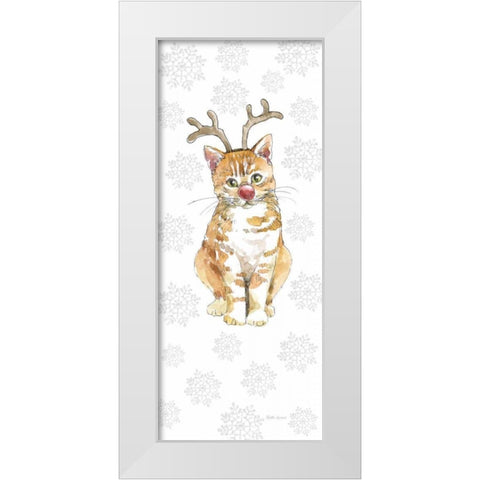 Christmas Kitties III Snowflakes White Modern Wood Framed Art Print by Grove, Beth