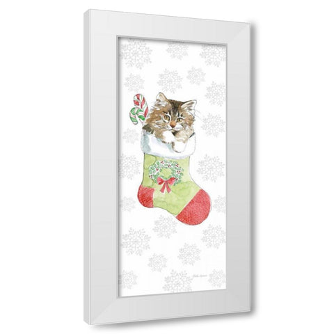 Christmas Kitties IV Snowflakes White Modern Wood Framed Art Print by Grove, Beth