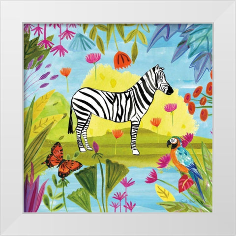 The Big Jungle III White Modern Wood Framed Art Print by Zaman, Farida