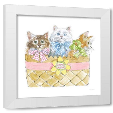 Easter Kitties I White Modern Wood Framed Art Print by Grove, Beth