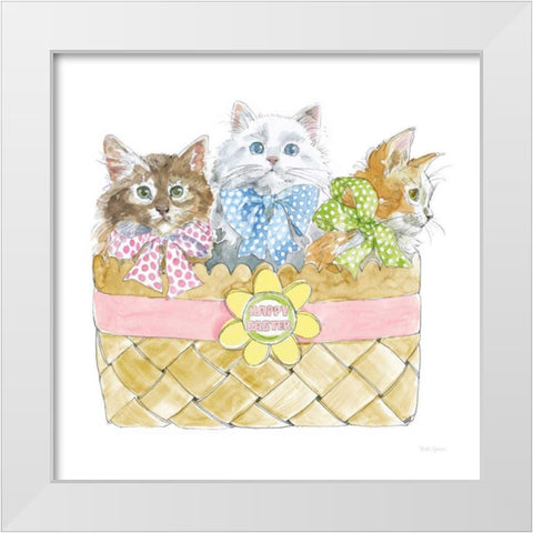 Easter Kitties I White Modern Wood Framed Art Print by Grove, Beth