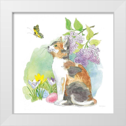 Easter Kitties II White Modern Wood Framed Art Print by Grove, Beth