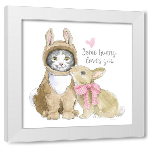 Easter Kitties III White Modern Wood Framed Art Print by Grove, Beth