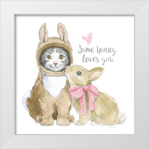 Easter Kitties III White Modern Wood Framed Art Print by Grove, Beth