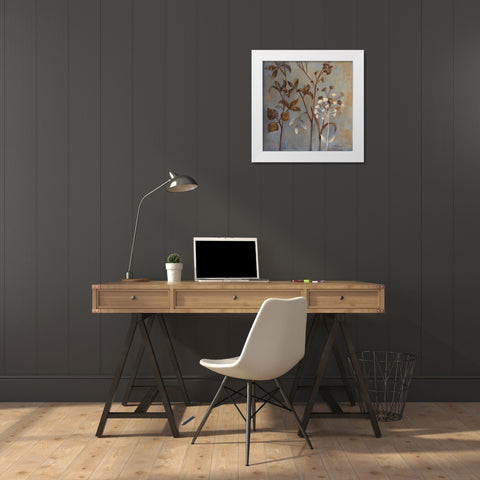 Branches in Dusty Blue I White Modern Wood Framed Art Print by Vassileva, Silvia