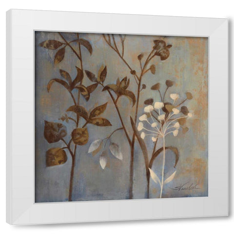 Branches in Dusty Blue I White Modern Wood Framed Art Print by Vassileva, Silvia