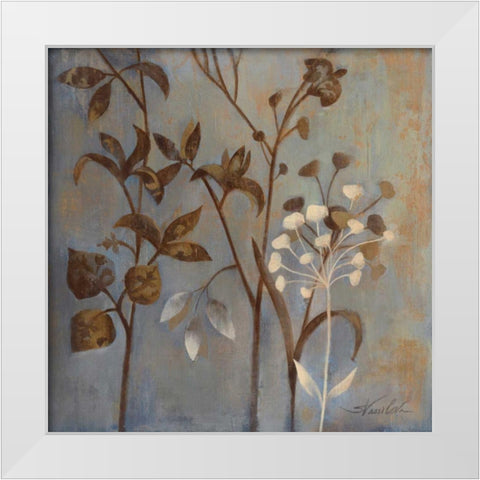 Branches in Dusty Blue I White Modern Wood Framed Art Print by Vassileva, Silvia