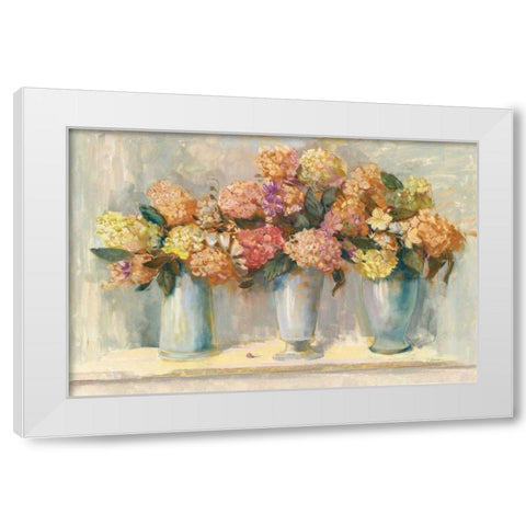 Fall Hydrangea Bouquets White Modern Wood Framed Art Print by Rowan, Carol