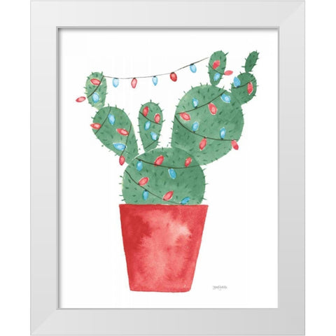 A Very Cactus Christmas III Dark Green White Modern Wood Framed Art Print by Jackson, Jenaya