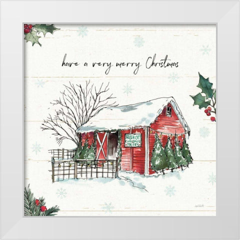 Holiday on the Farm IV Merry Christmas White Modern Wood Framed Art Print by Tavoletti, Anne