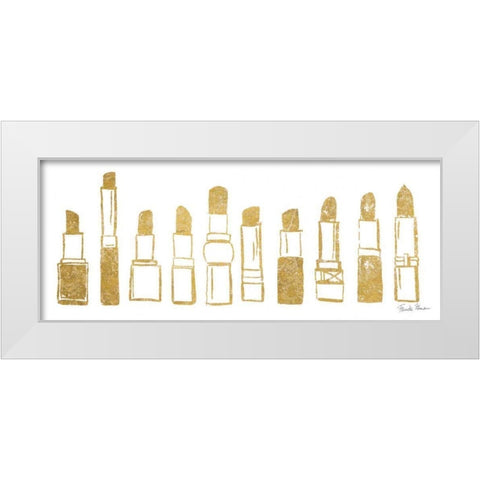 Think Pink III Gold White Modern Wood Framed Art Print by Zaman, Farida